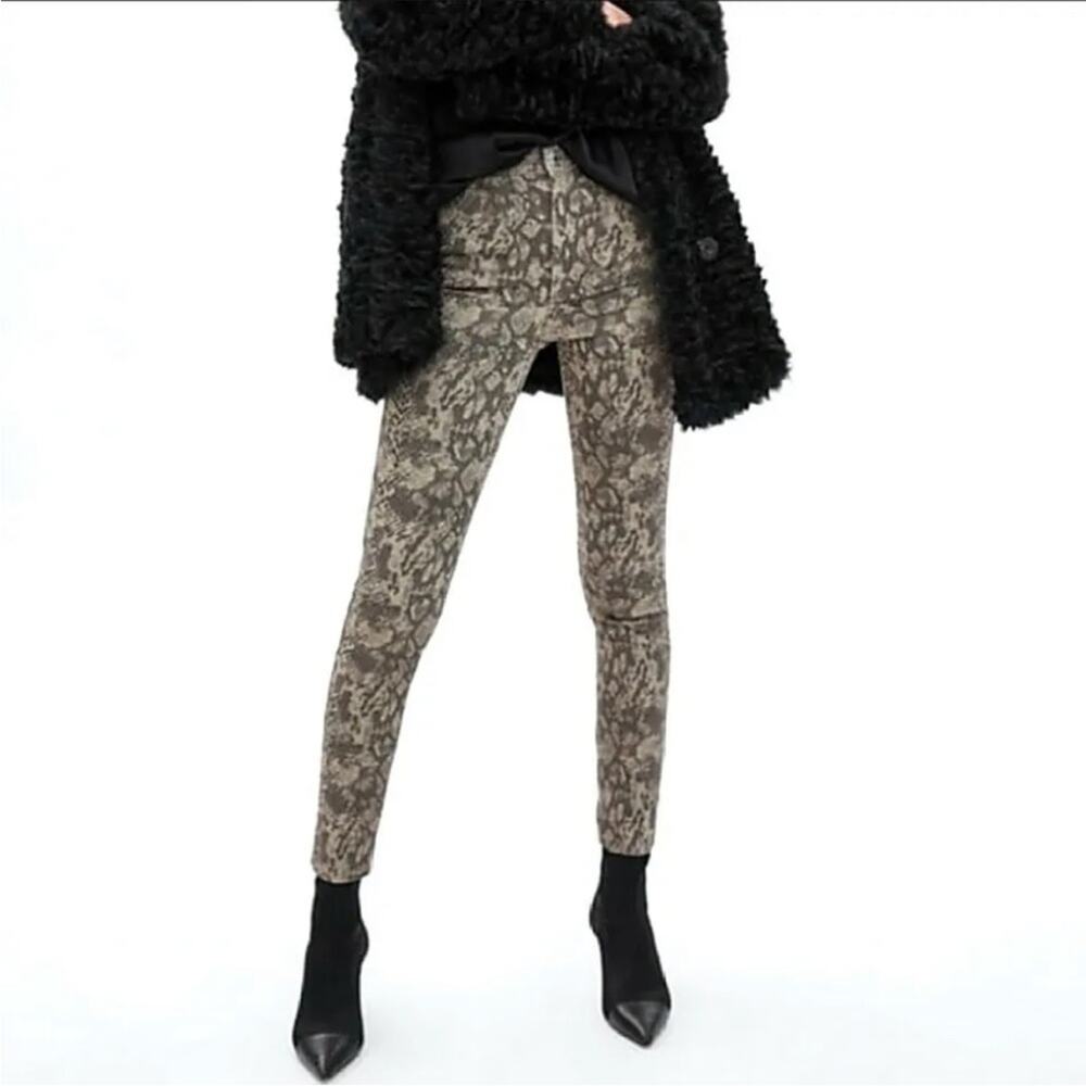 Zara high rise skinny jeans snake print denim size 2 NWT new